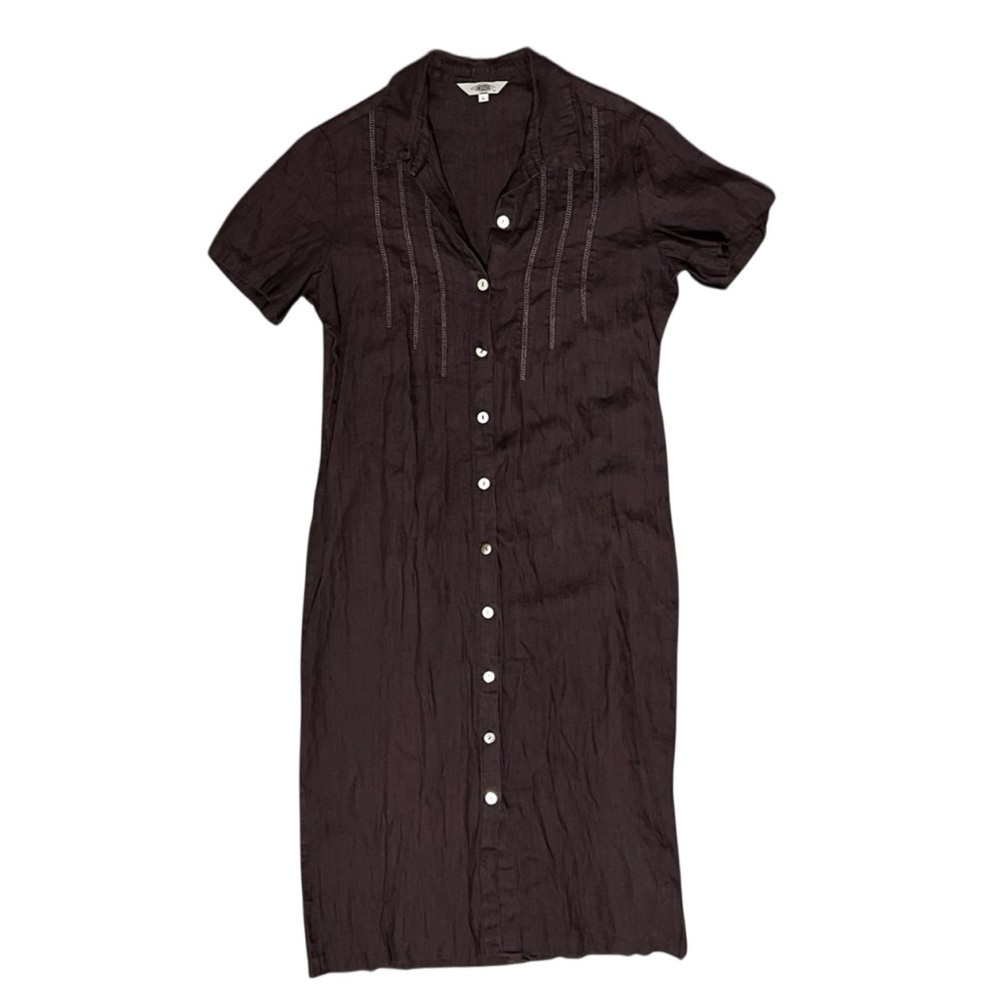 Olive Purple Button-Up Linen Maxi Dress Size L